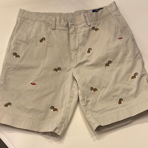 Polo by Ralph Lauren Tan Bulldog Embroidered Men's Shorts Unworn